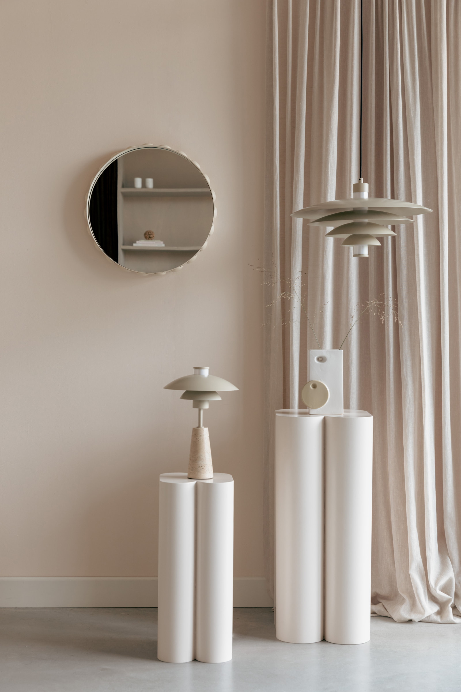 Zuiver Ronde Spiegel 'Bubbles' 50cm, kleur Beige