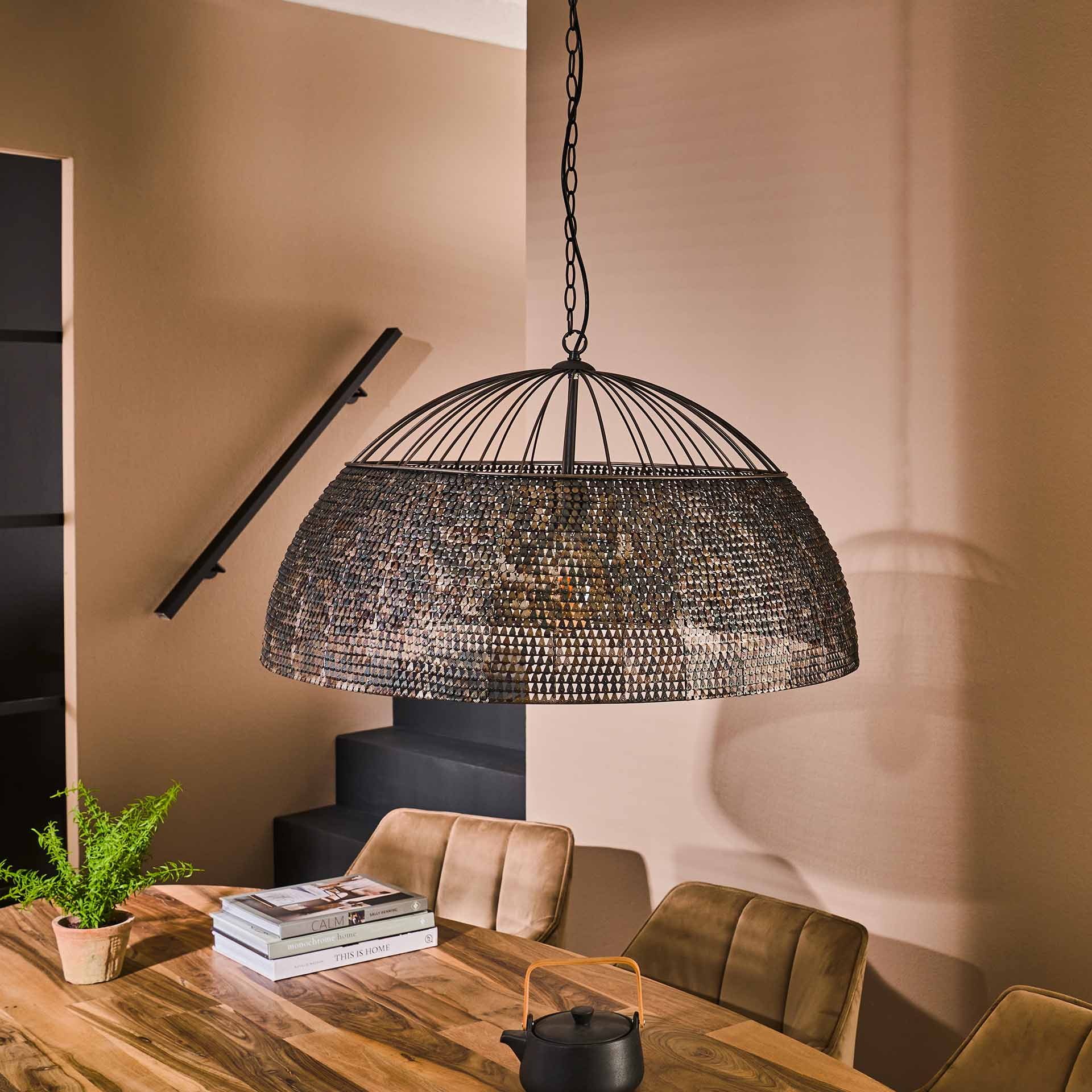 LifestyleFurn Hanglamp 'Yamileth' Ø80cm, kleur Zwart Bruin