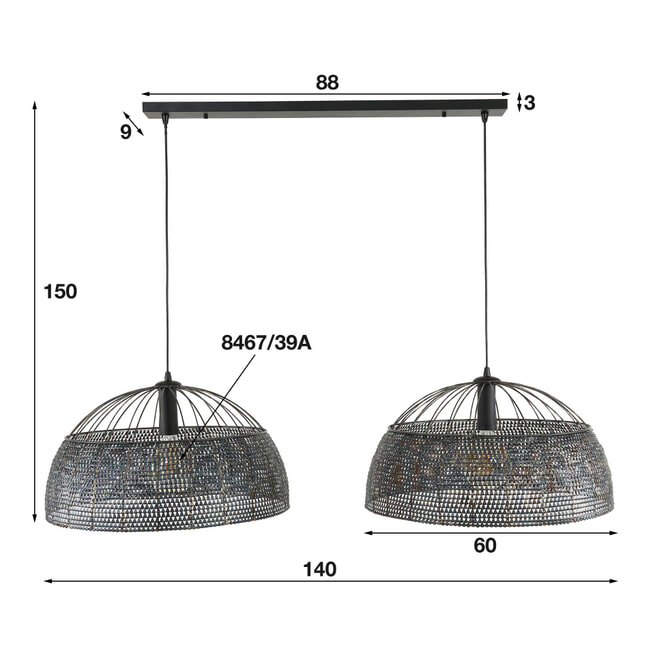 LifestyleFurn Hanglamp 'Goran' 2-lamps