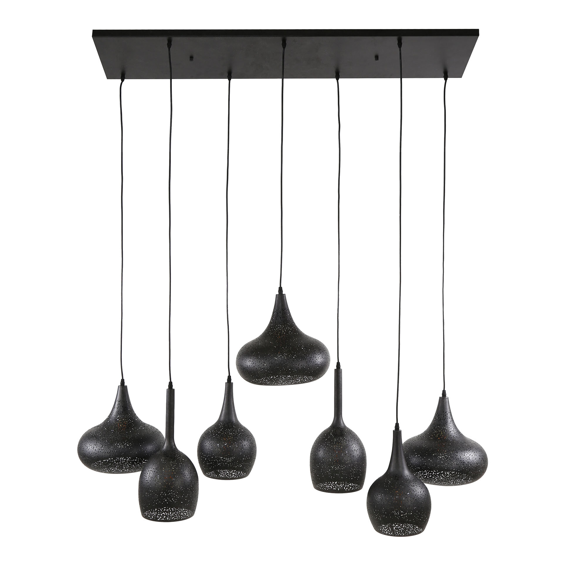 LifestyleFurn Hanglamp 'Henson' Artic black, 4+3-lamps
