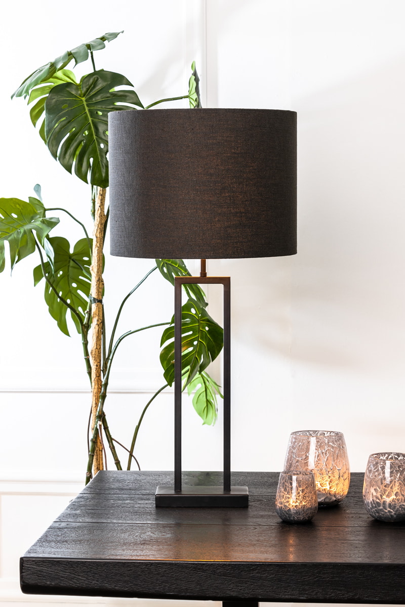 Light & Living Tafellamp 'Shiva' 55cm, kleur Mat Zwart (excl. kap)
