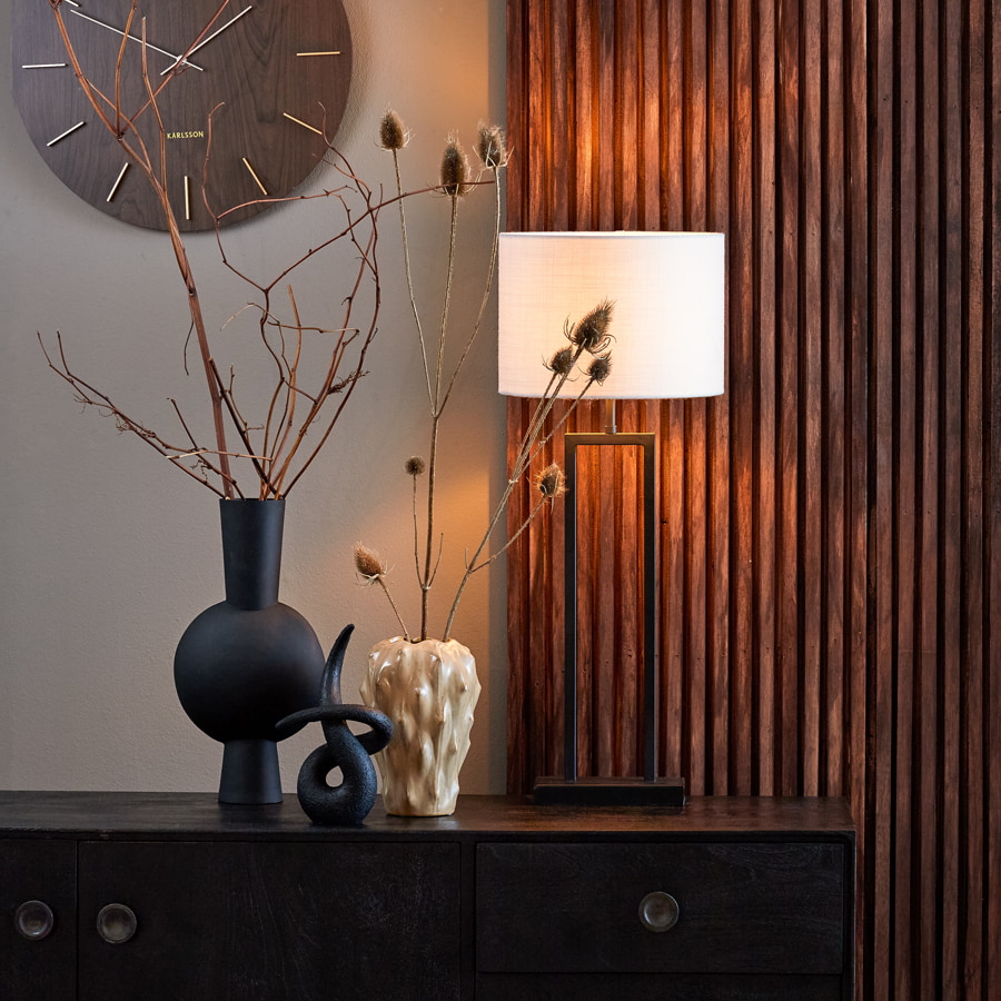 Light & Living Tafellamp 'Shiva' 55cm, kleur Mat Zwart (excl. kap)