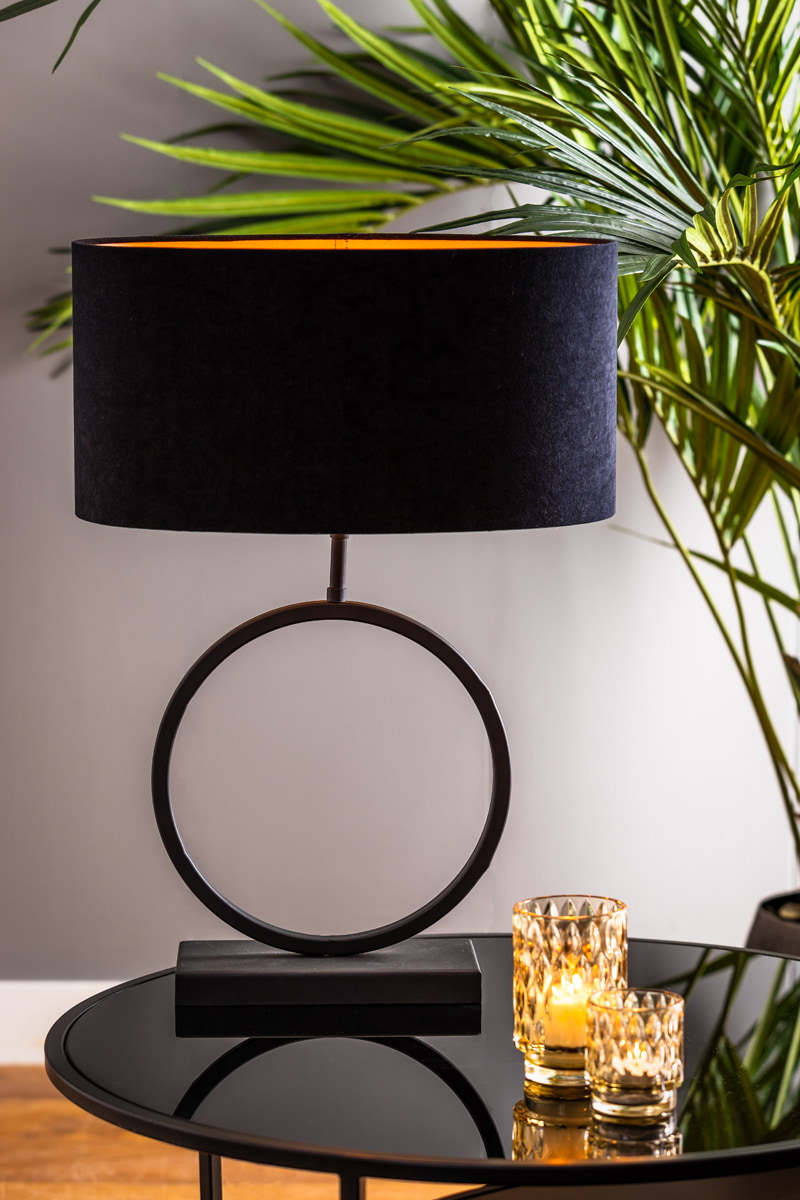 Light & Living Tafellamp 'Liva' 42cm, kleur Mat Zwart (excl. kap)