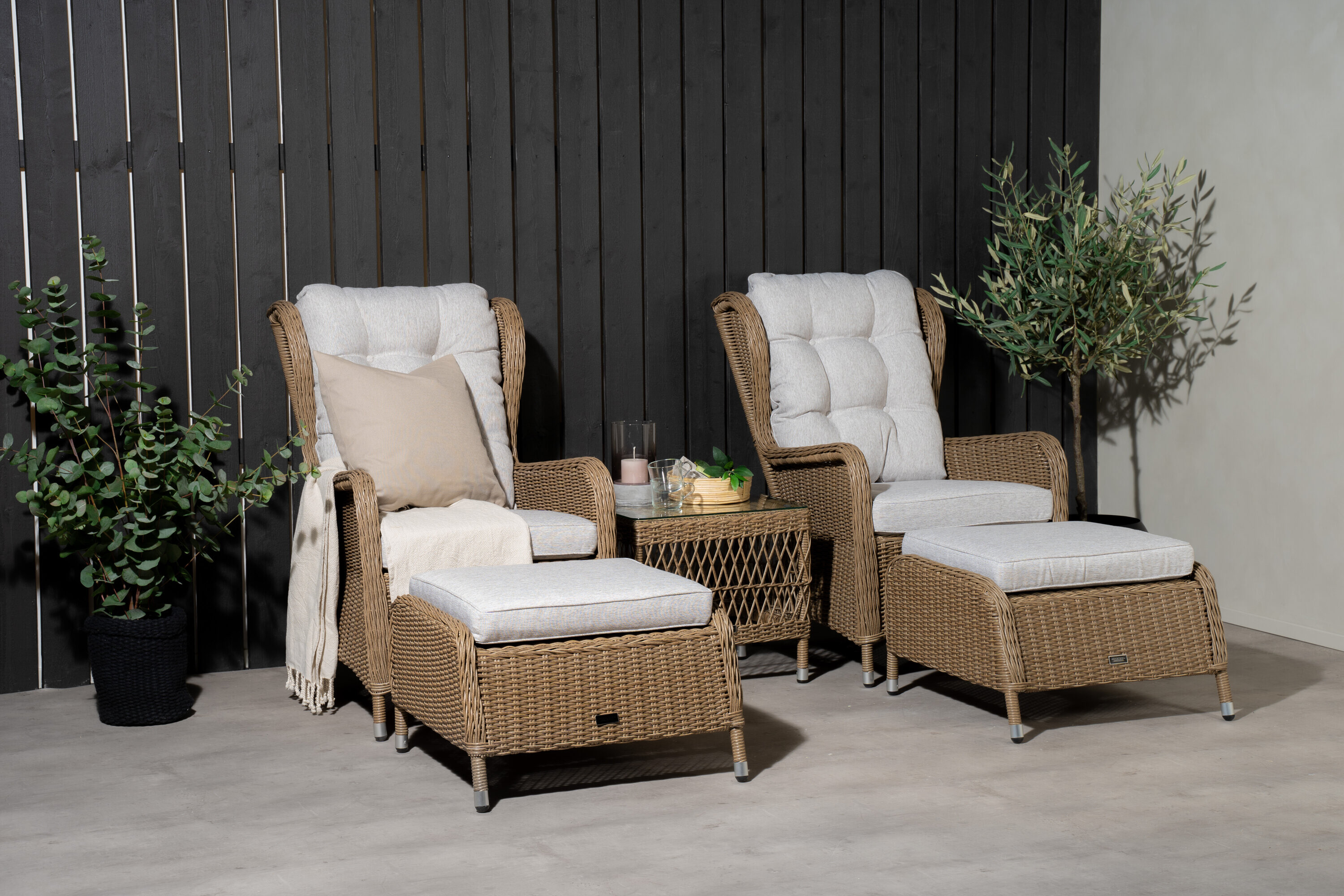 Nohr Loungeset 'Breanda' Met 2 loungestoelen, hockers en tafel, kleur Naturel