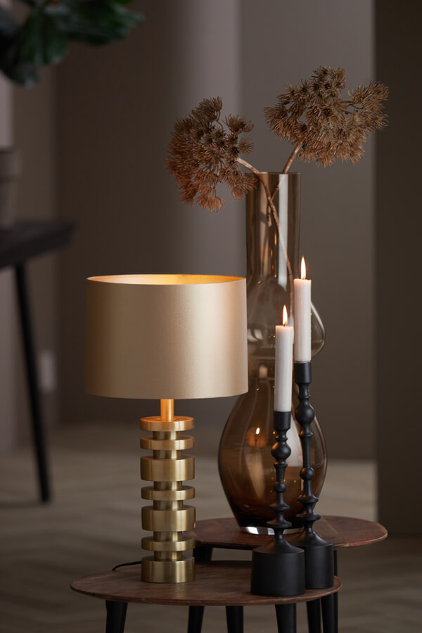 Light & Living Tafellamp 'Desley' 36cm, kleur Mat Goud (excl. kap)