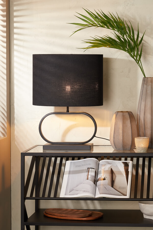 Light & Living Tafellamp 'Jamiro' 37cm, kleur Mat Zwart (excl. kap)
