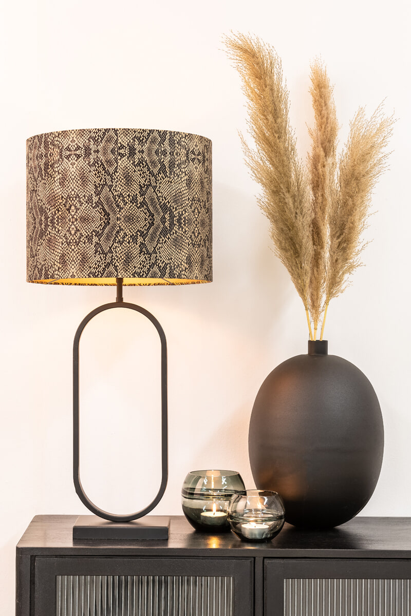 Light & Living Tafellamp 'Jamiri' 55cm, kleur Mat Zwart (excl. kap)