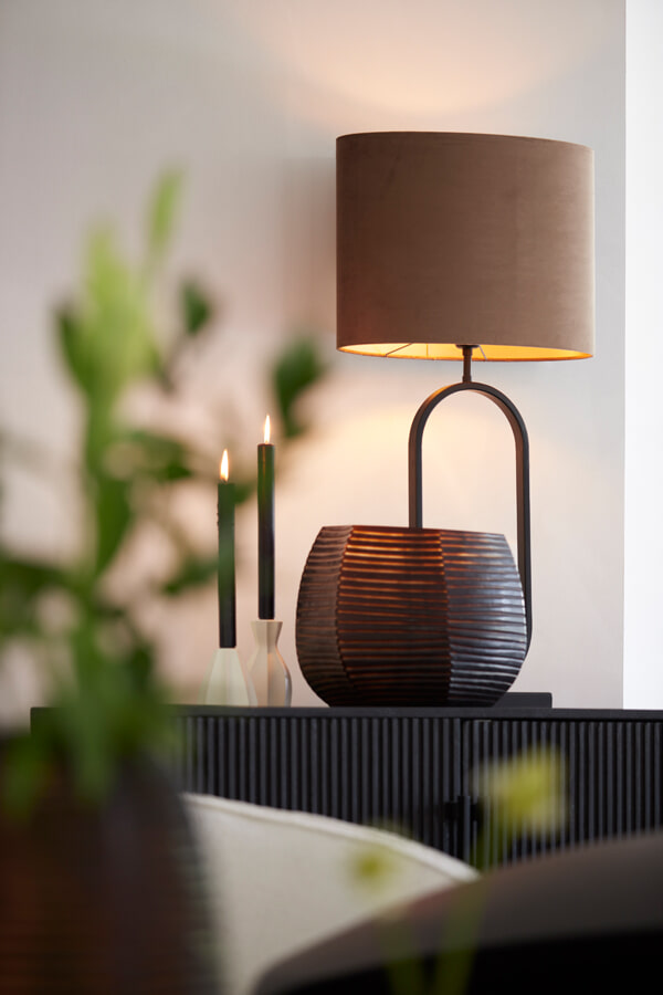 Light & Living Tafellamp 'Jamiri' 55cm, kleur Mat Zwart (excl. kap)