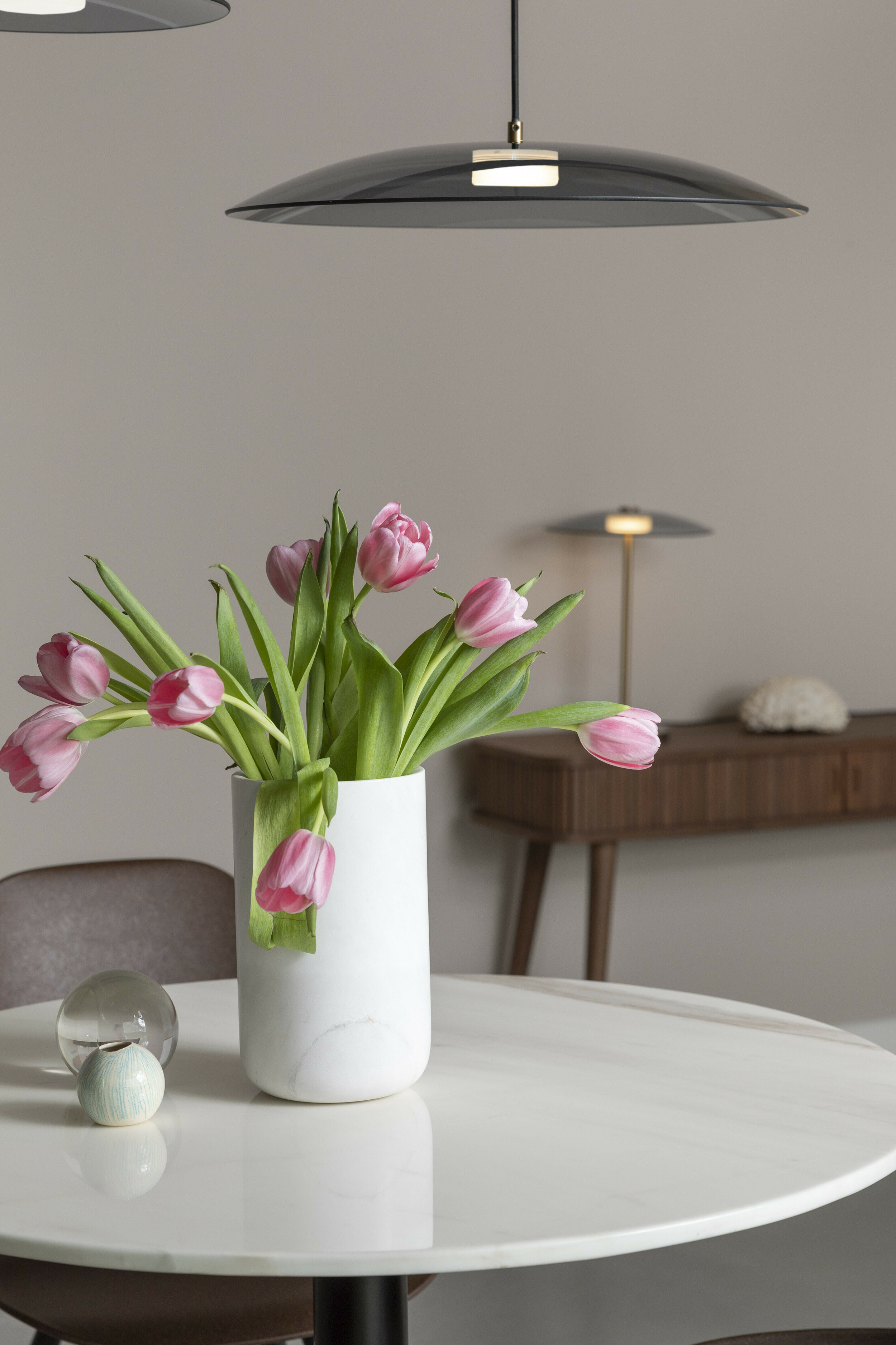 Zuiver Vaas 'Fajen' Marmer, 25cm hoog, kleur Wit