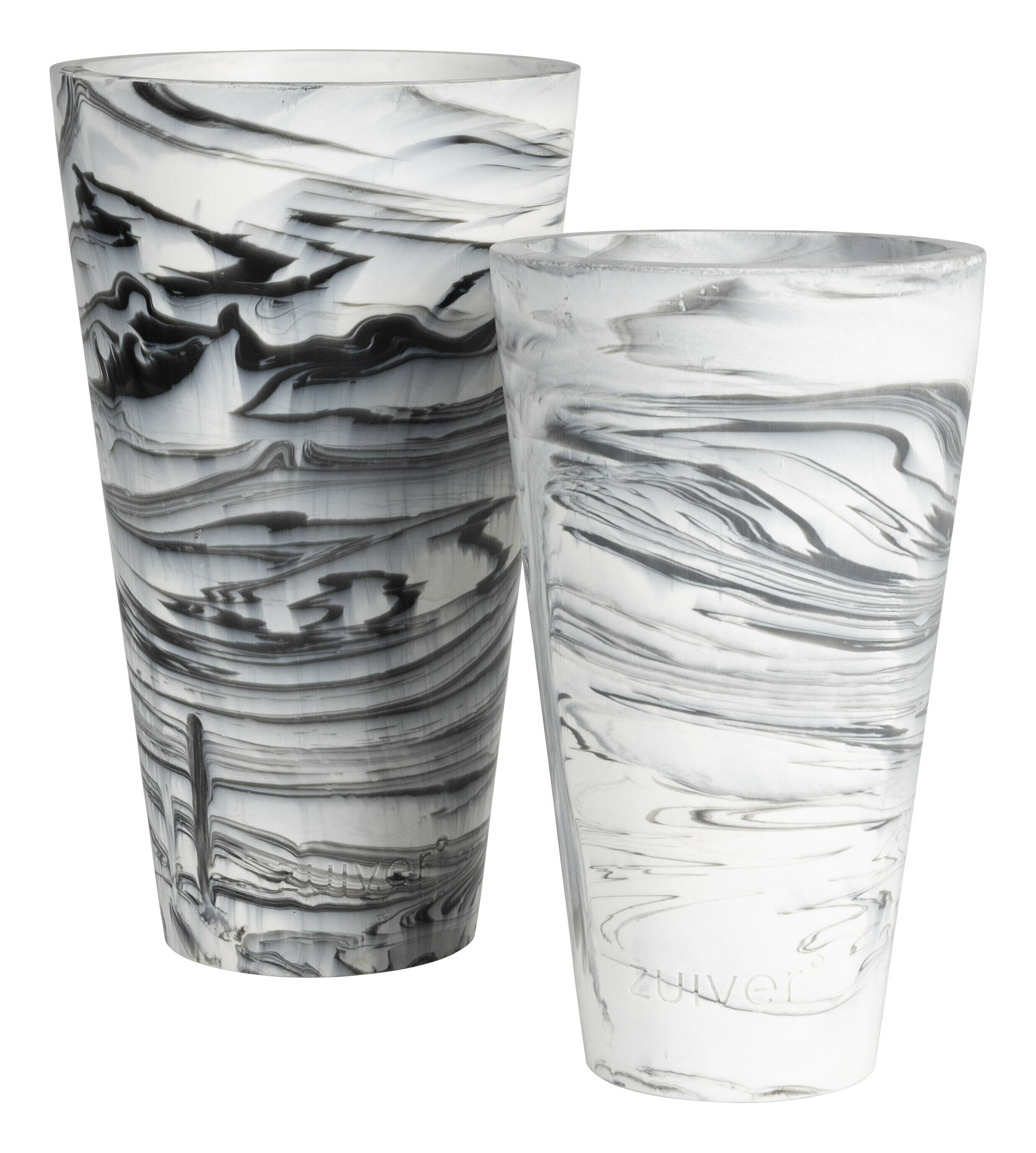 Zuiver Vaas 'Conic' Resin, 25cm, kleur Zwart/Wit