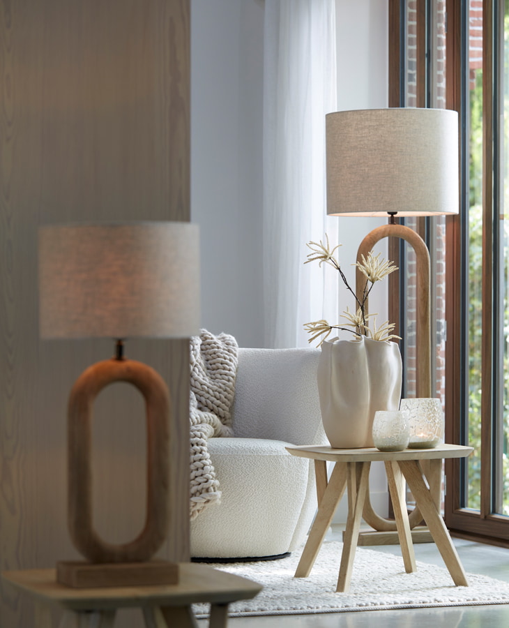 Light & Living Vloerlamp 'Paceco' Mangohout, 119cm hoog (excl. kap)