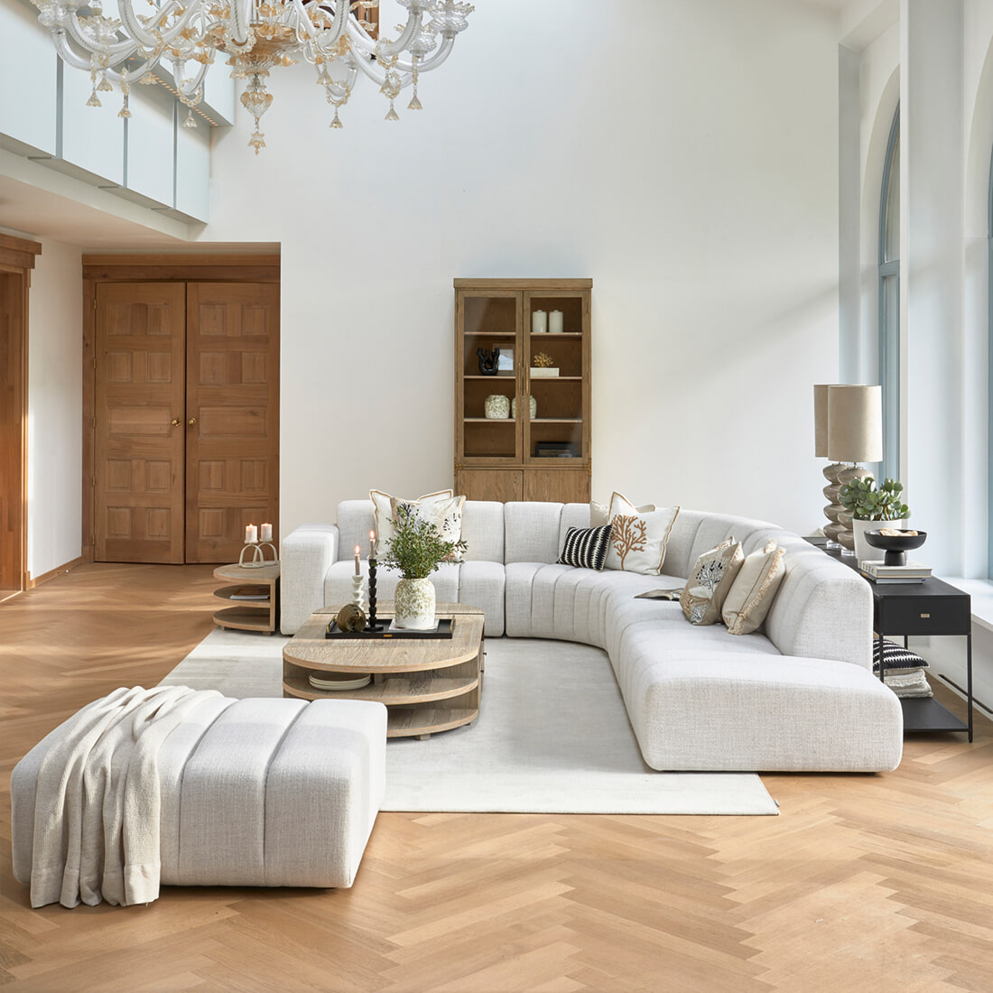 Rivièra Maison Hocker 'Dazzle' Rich Tweed, kleur Antiek Wit