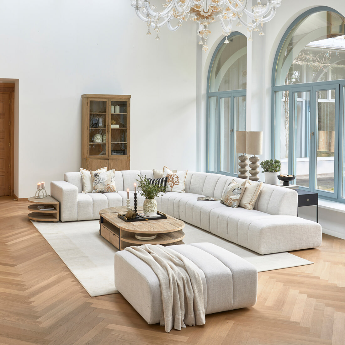 Rivièra Maison Hocker 'Dazzle' Rich Tweed, kleur Antiek Wit