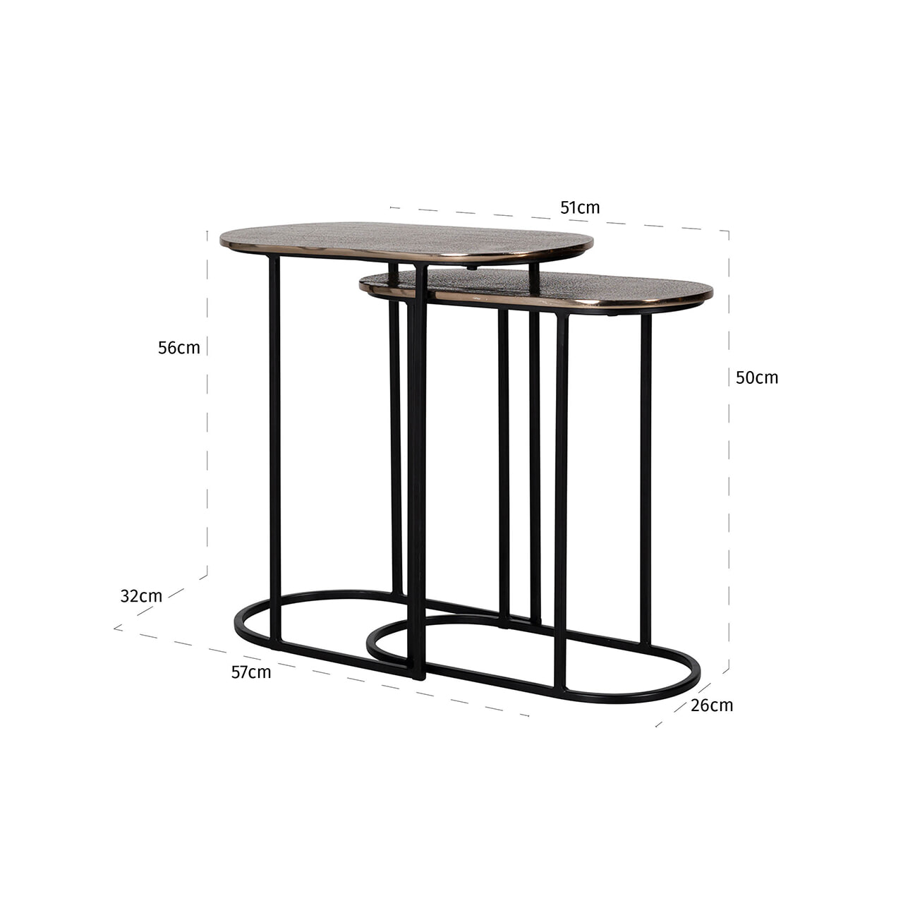 Richmond Bijzettafel 'Chandon' Set van 2 stuks