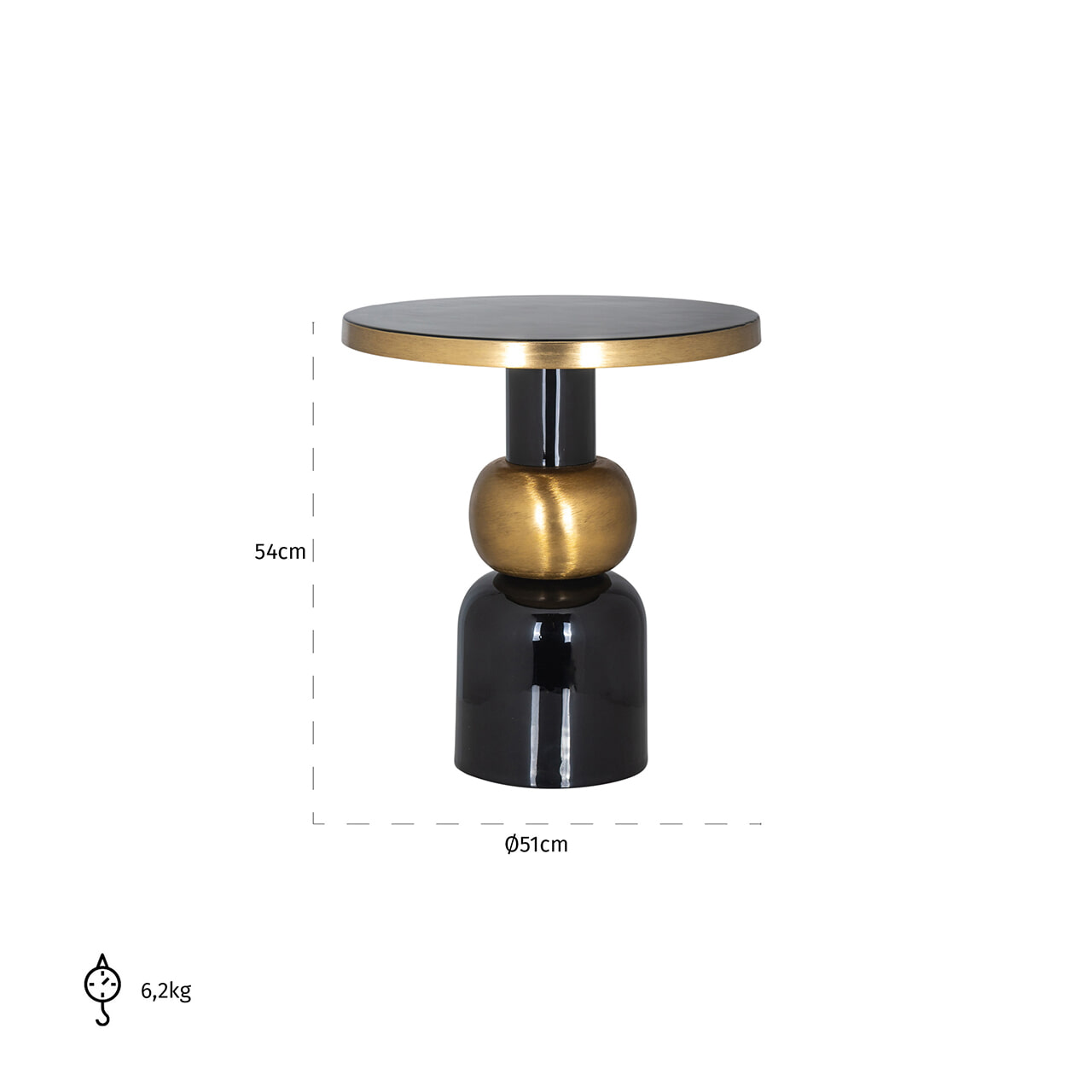 Richmond Bijzettafel 'Mose' Ø51cm, kleur Zwart