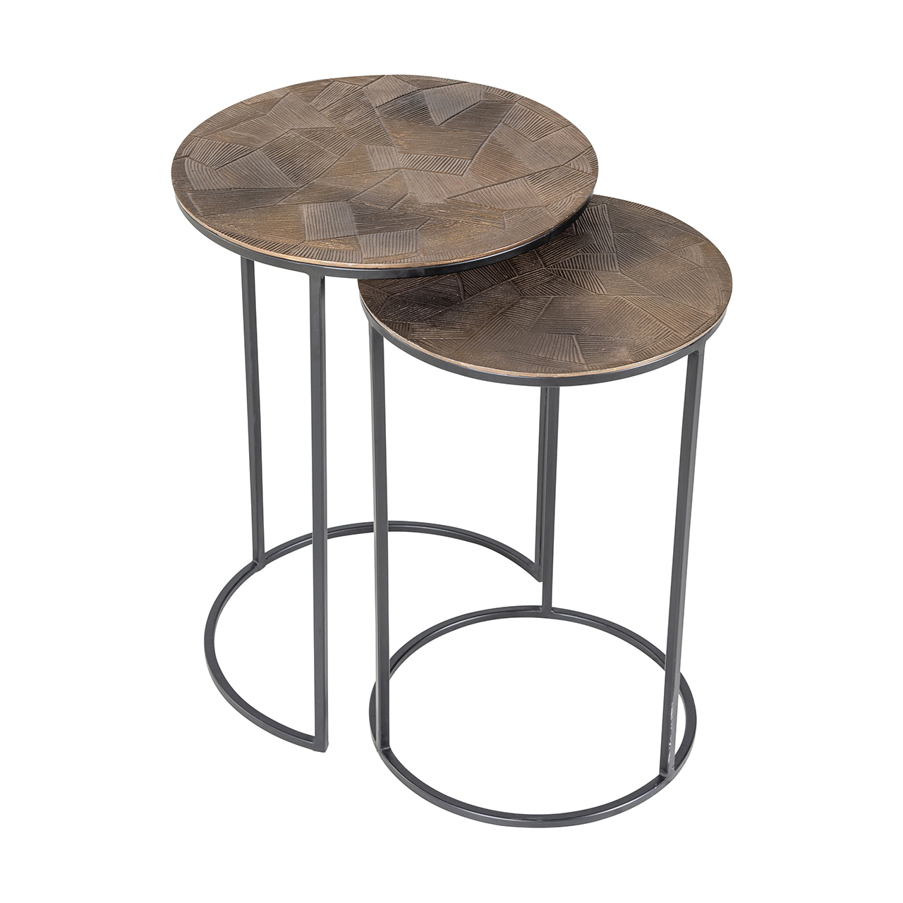 Richmond Bijzettafel 'Tulum' Set van 2 stuks, kleur Brushed Gold