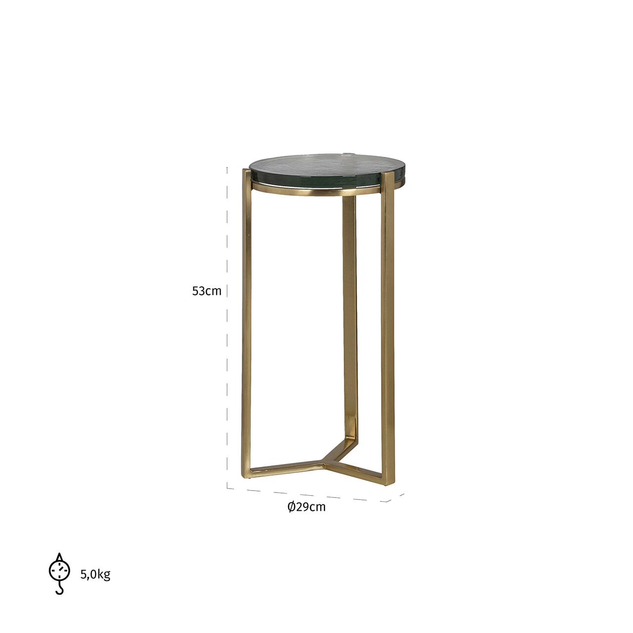 Richmond Ronde Bijzettafel 'Aubrey' 29cm, kleur Goud