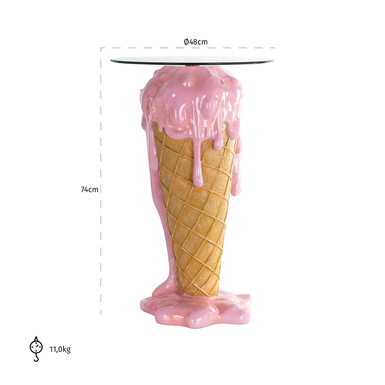 Richmond Bijzettafel 'Ice' Ø48cm