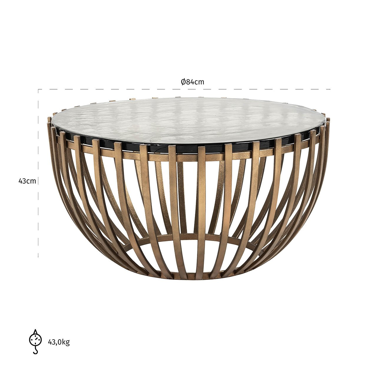 Richmond Ronde Salontafel 'Volante' Glas, Ø84cm