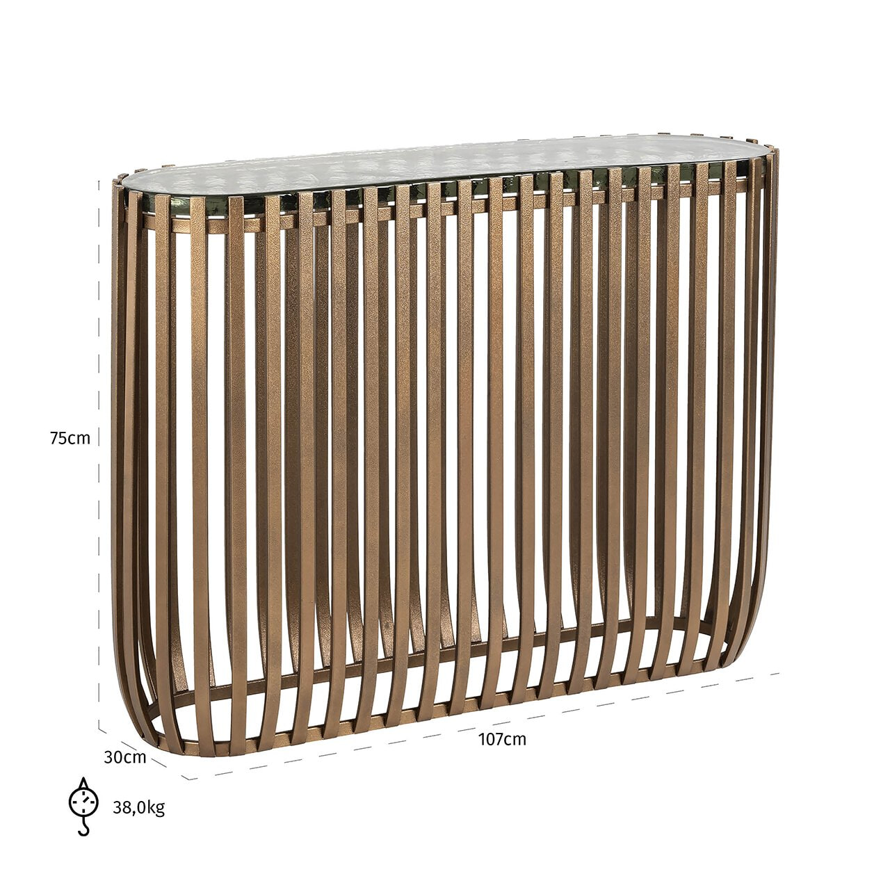 Richmond Sidetable 'Volante' Glas, 100cm