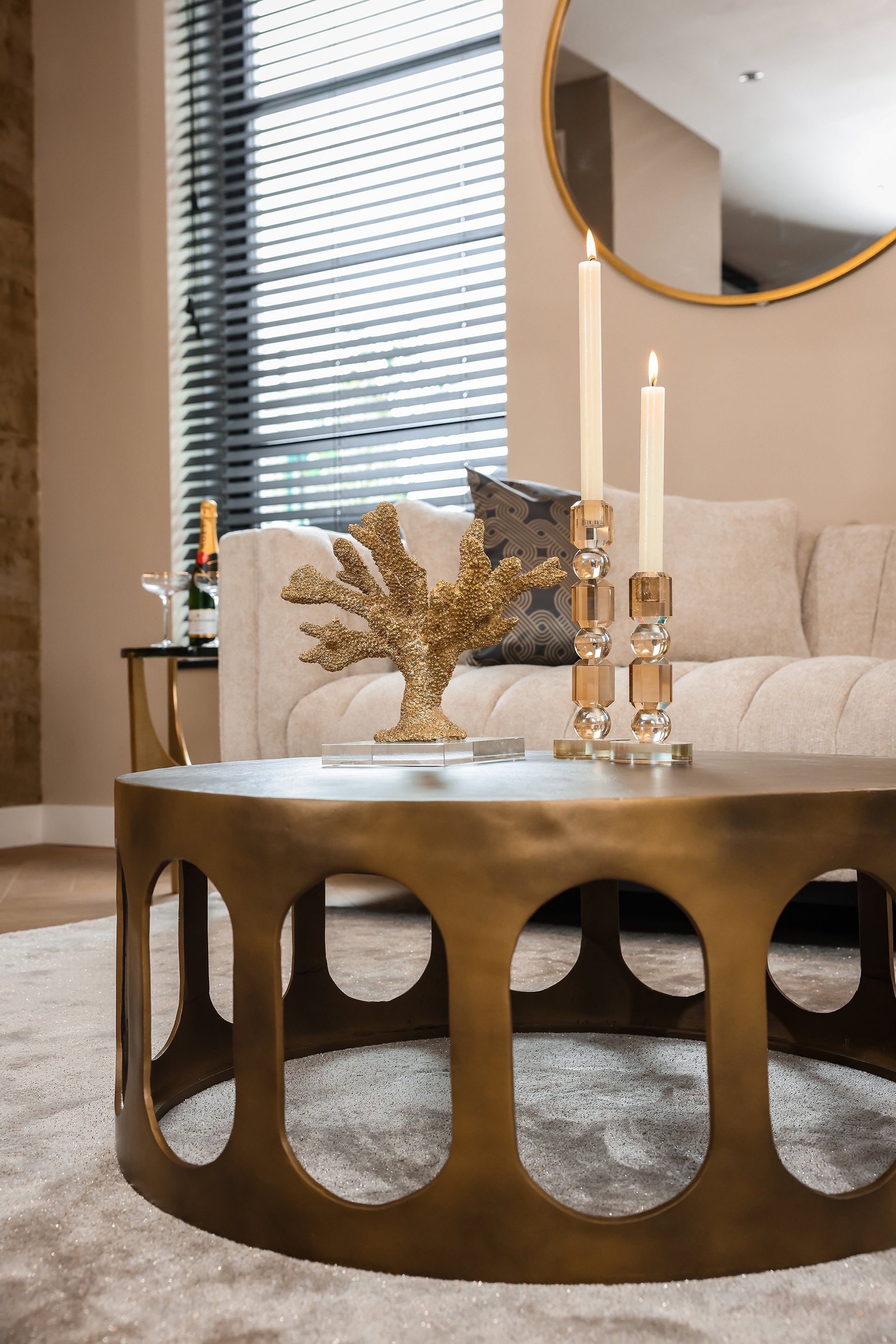 Richmond Ronde Salontafel 'Du Pont' 86cm, kleur Brushed Gold
