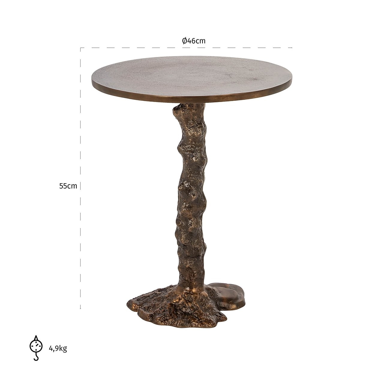 Richmond Bijzettafel 'Misty' 46cm, kleur Brons