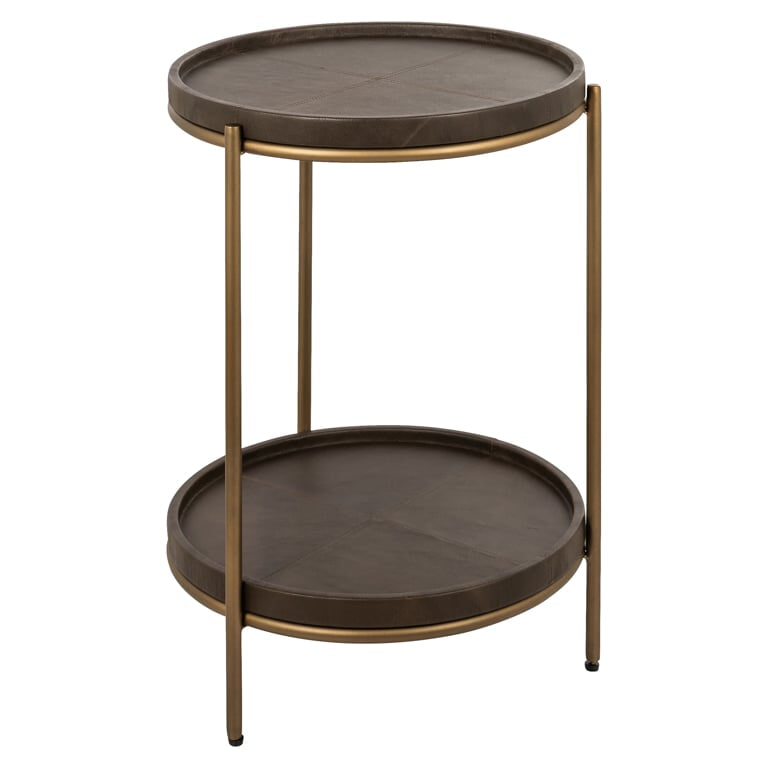 Richmond Ronde Bijzettafel Zillon Leder, 45cm - Bruin