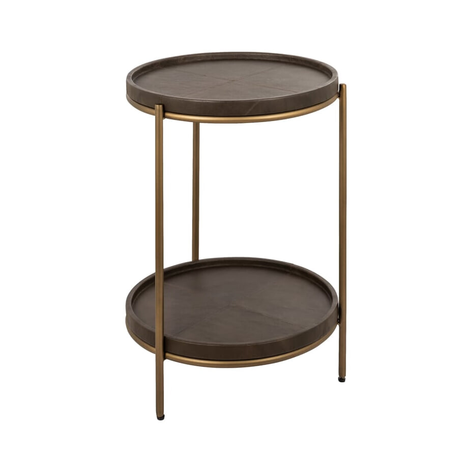 Richmond Ronde Bijzettafel Zillon Leder, 45cm - Bruin