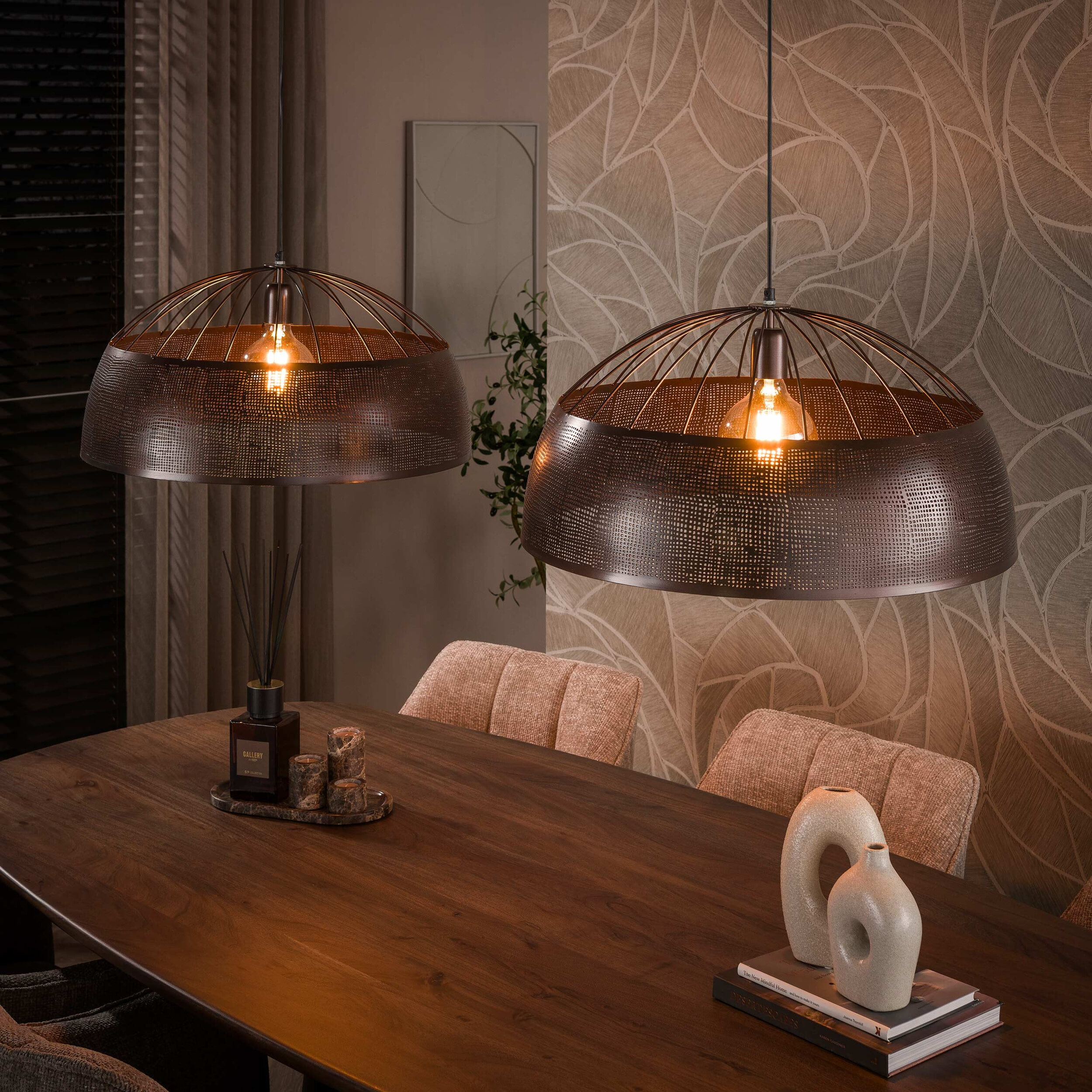 LifestyleFurn Hanglamp Stasia 2-lamps, Ø60cm - Koper