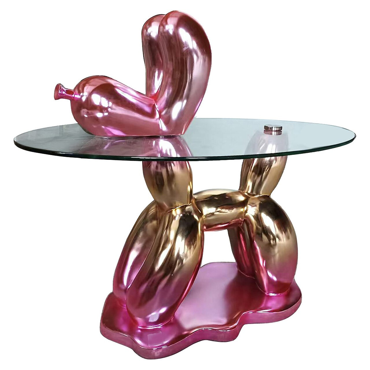 Richmond Bijzettafel Usha Glas, 67 x 49cm - Roze - Ovaal