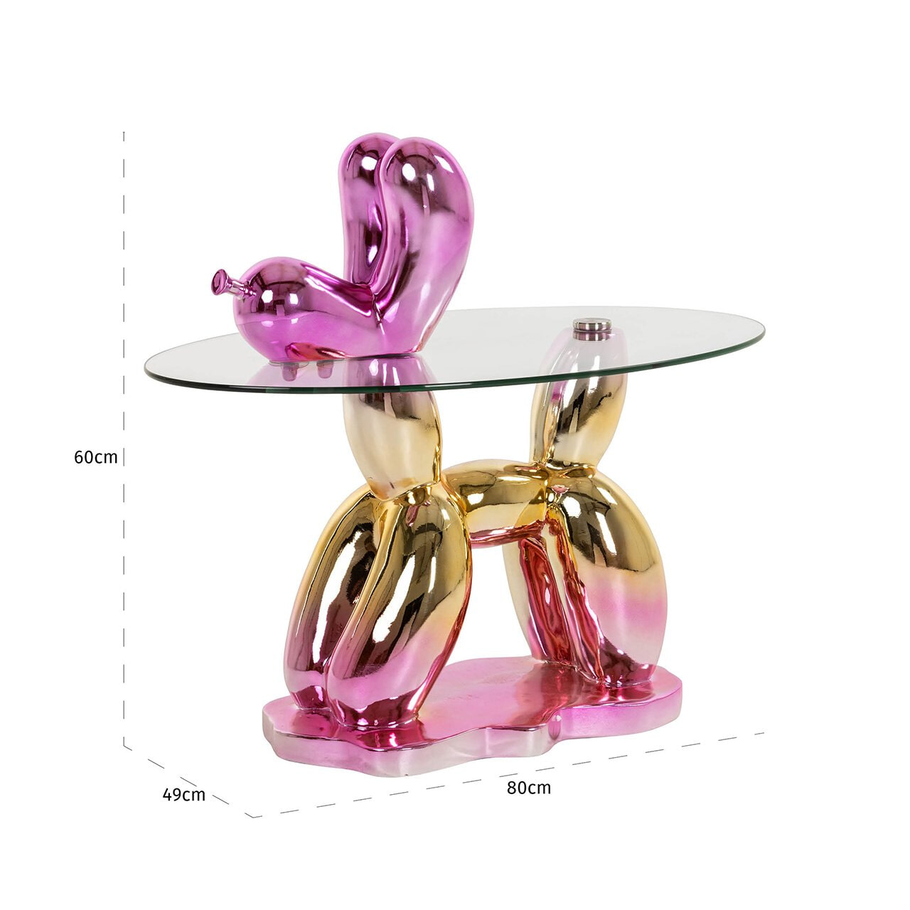 Richmond Bijzettafel 'Usha' Glas, 67 x 49cm