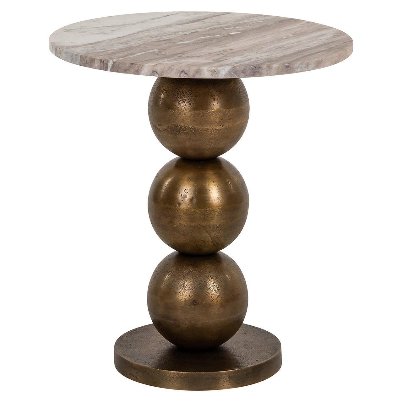 Richmond Ronde Bijzettafel Barley Marmer en brushed gold, 46cm - Beige