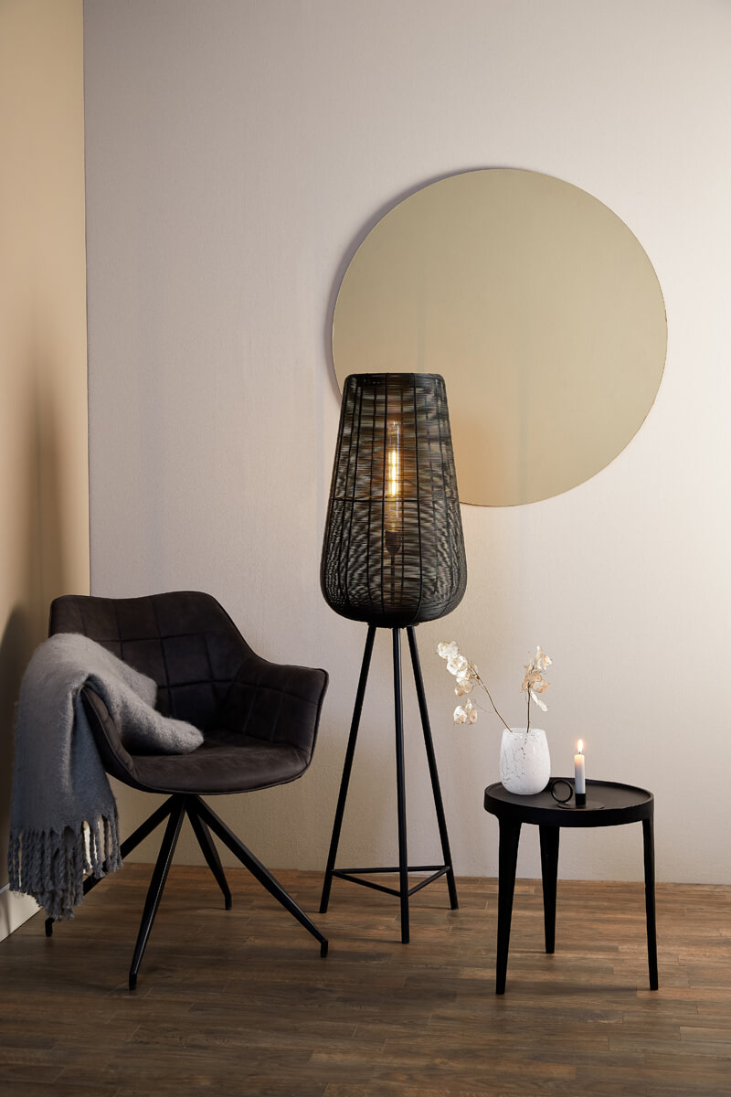 Light & Living Vloerlamp 'Adeta', mat zwart, 135cm hoog