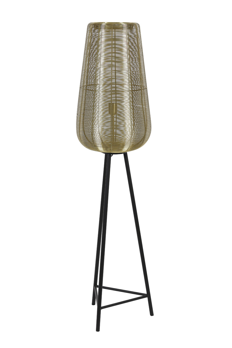 Light & Living Vloerlamp 'Adeta', goud+mat zwart, 147cm hoog