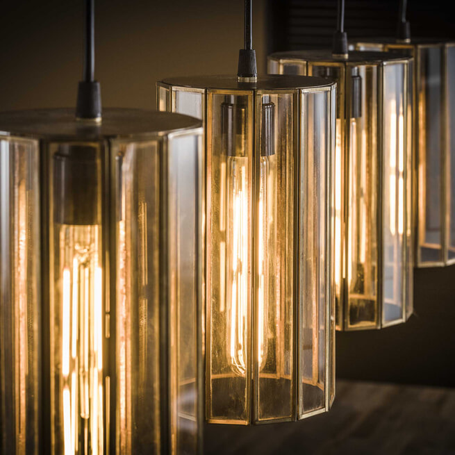 Hanglamp 'Douwe' 4-lamps, kleur Brons antiek