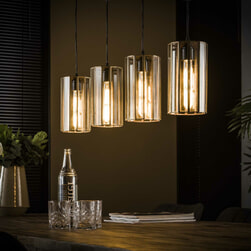 Hanglamp 'Douwe' 4-lamps, kleur Brons Antiek