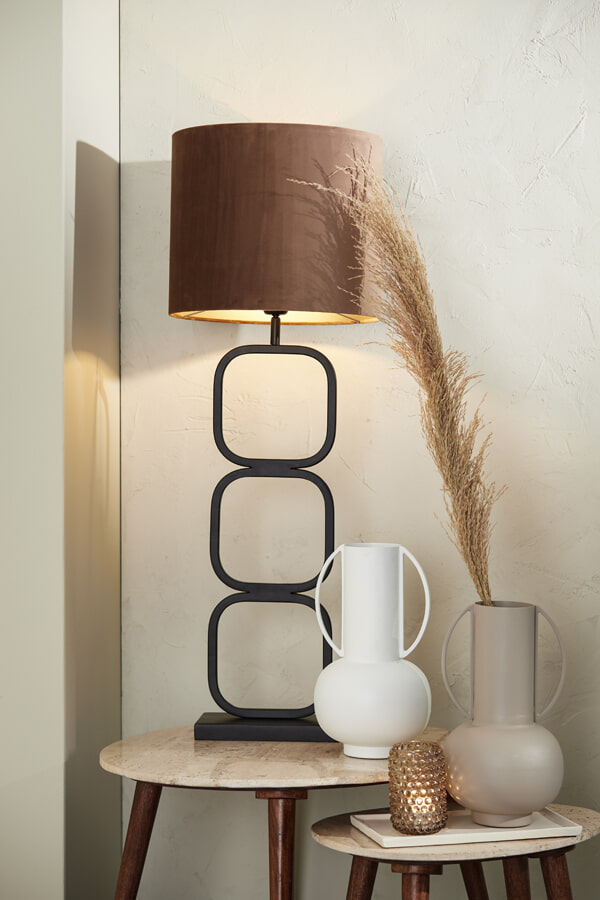 Light & Living Tafellamp 'Lutika' 69cm, kleur Mat Zwart (excl. kap)