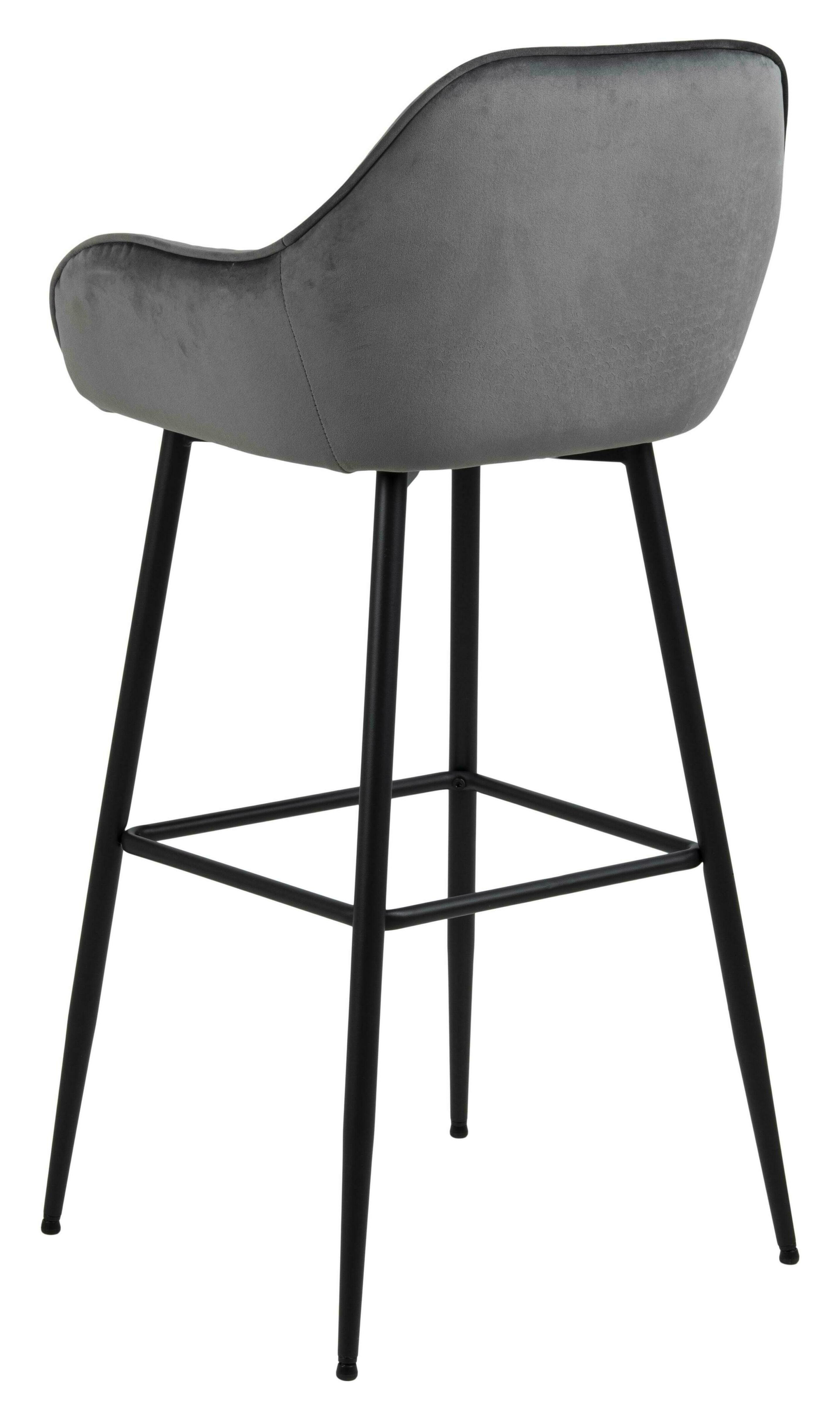 Bendt Barkruk 'Loren' Velvet, kleur Dark Grey (zithoogte 79cm)