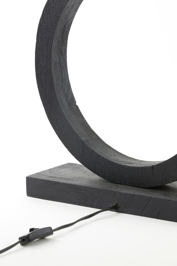 Light & Living Tafellamp 'Tinar' Mangohout, 55cm, kleur Mat Zwart (excl. kap)