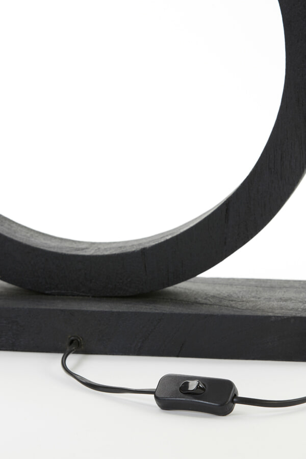 Light & Living Tafellamp 'Tinar' Mangohout, 55cm, kleur Mat Zwart (excl. kap)