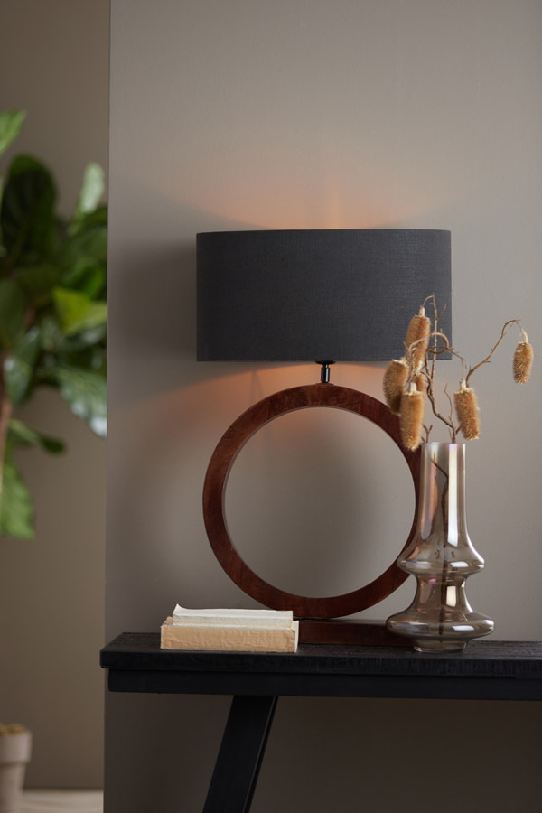 Light & Living Tafellamp 'Tinar' Mangohout, 55cm, kleur Mat Bruin (excl. kap)