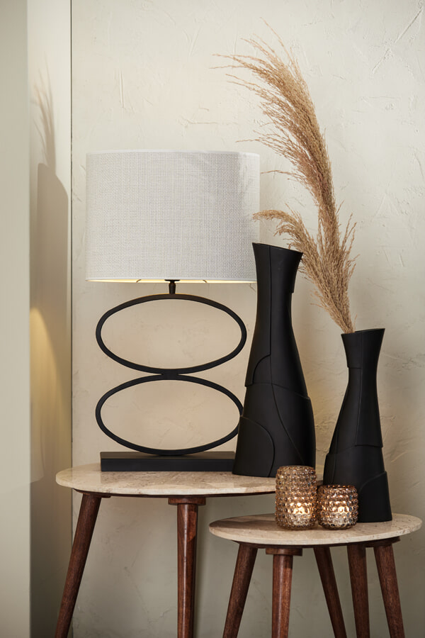Light & Living Tafellamp 'Stelius' 42cm, kleur Mat Zwart (excl. kap)