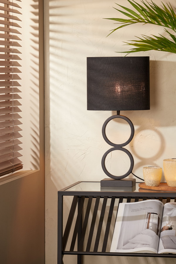Light & Living Tafellamp 'Stelios' 36cm, kleur Mat Zwart (excl. kap)