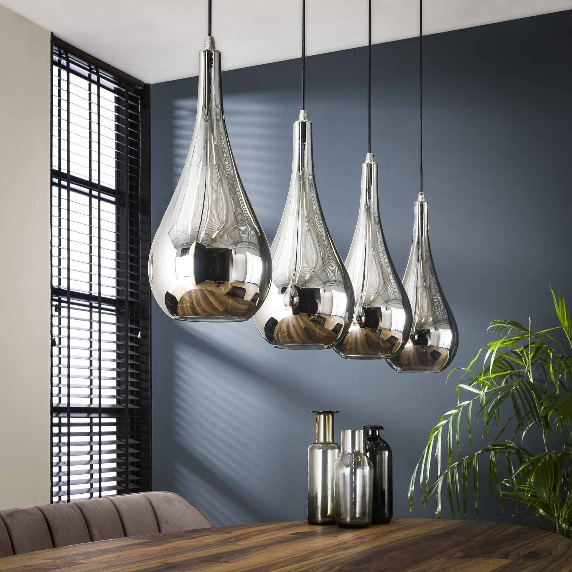 Hanglamp 'Cassandra' 4-lamps, kleur Chrome