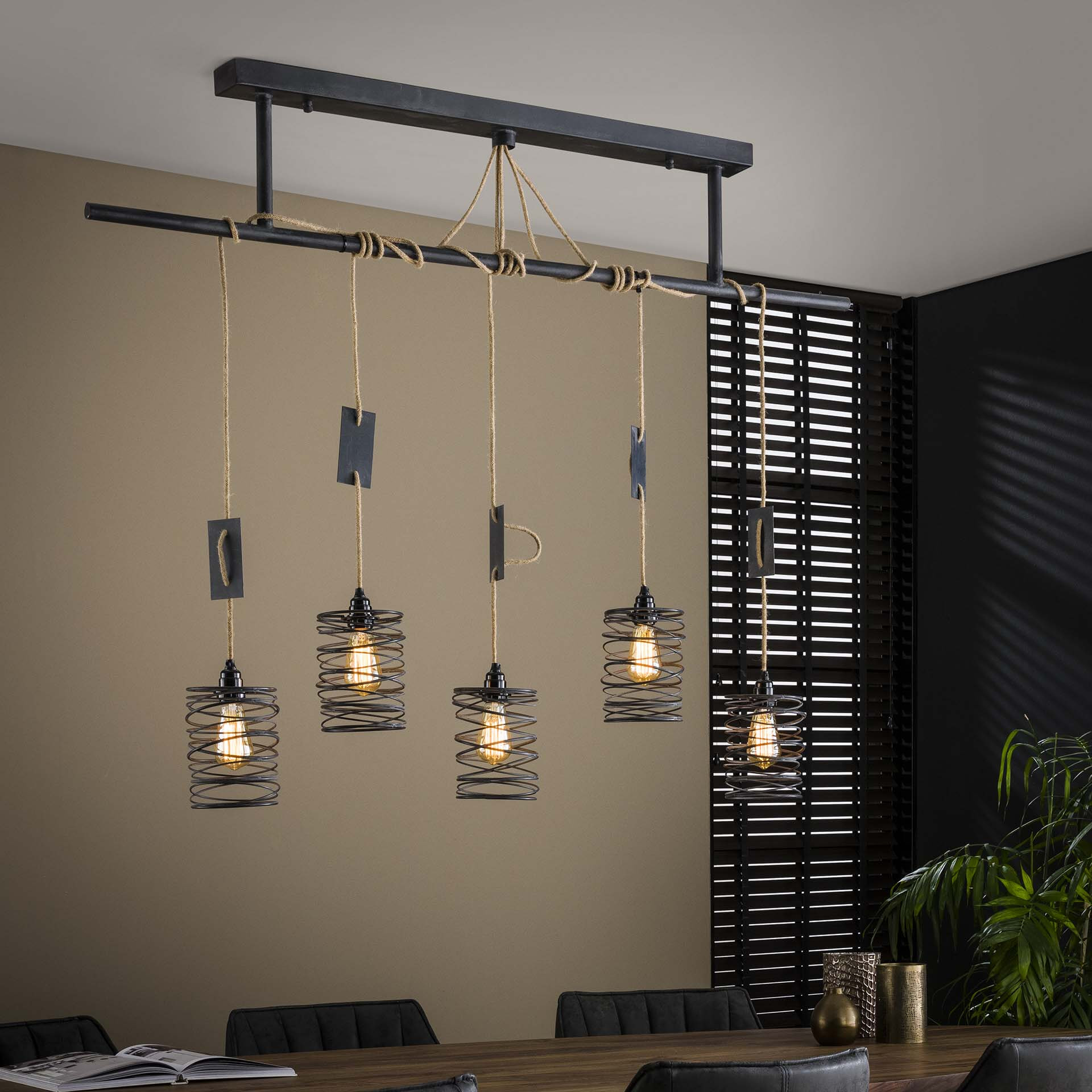 LifestyleFurn Hanglamp 'Elevate' 5-Lamps, kleur Metaal