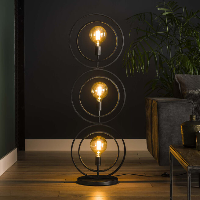 Vloerlamp 'Tricia' 3-lamps, 124cm, kleur Zwart