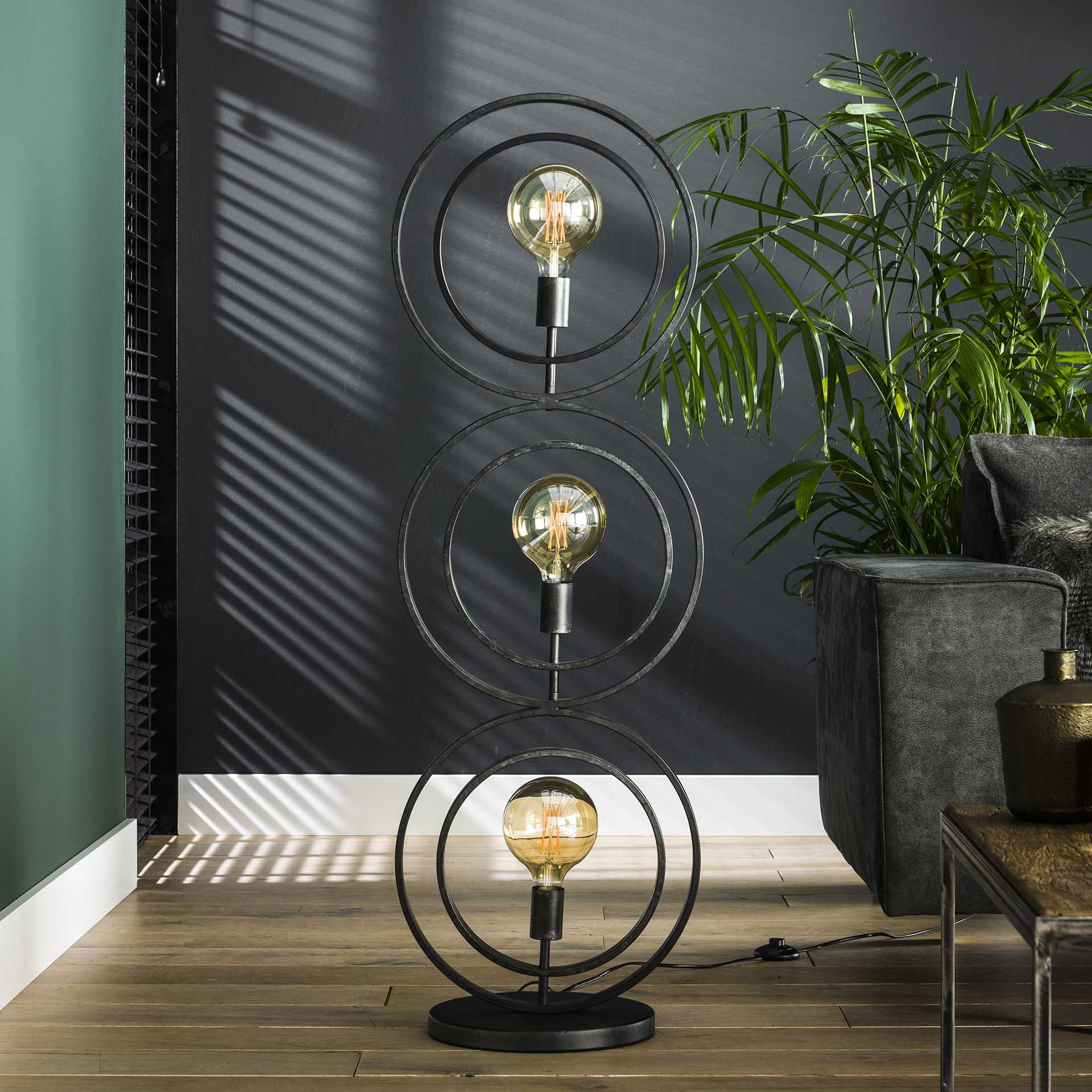 Vloerlamp 'Tricia' 3-lamps, 124cm, kleur Zwart