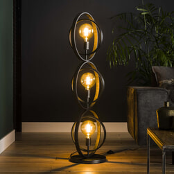 Vloerlamp 'Tricia', Metaal, 3-lamps, 124cm, kleur Zwart