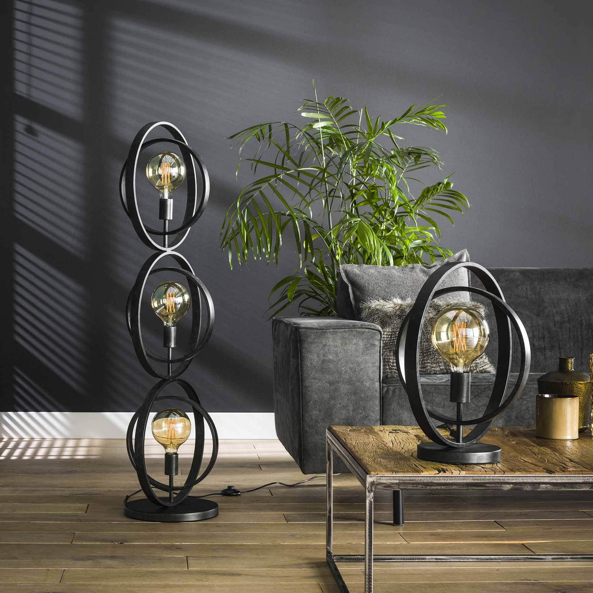 Vloerlamp 'Tricia' 3-lamps, 124cm, kleur Zwart