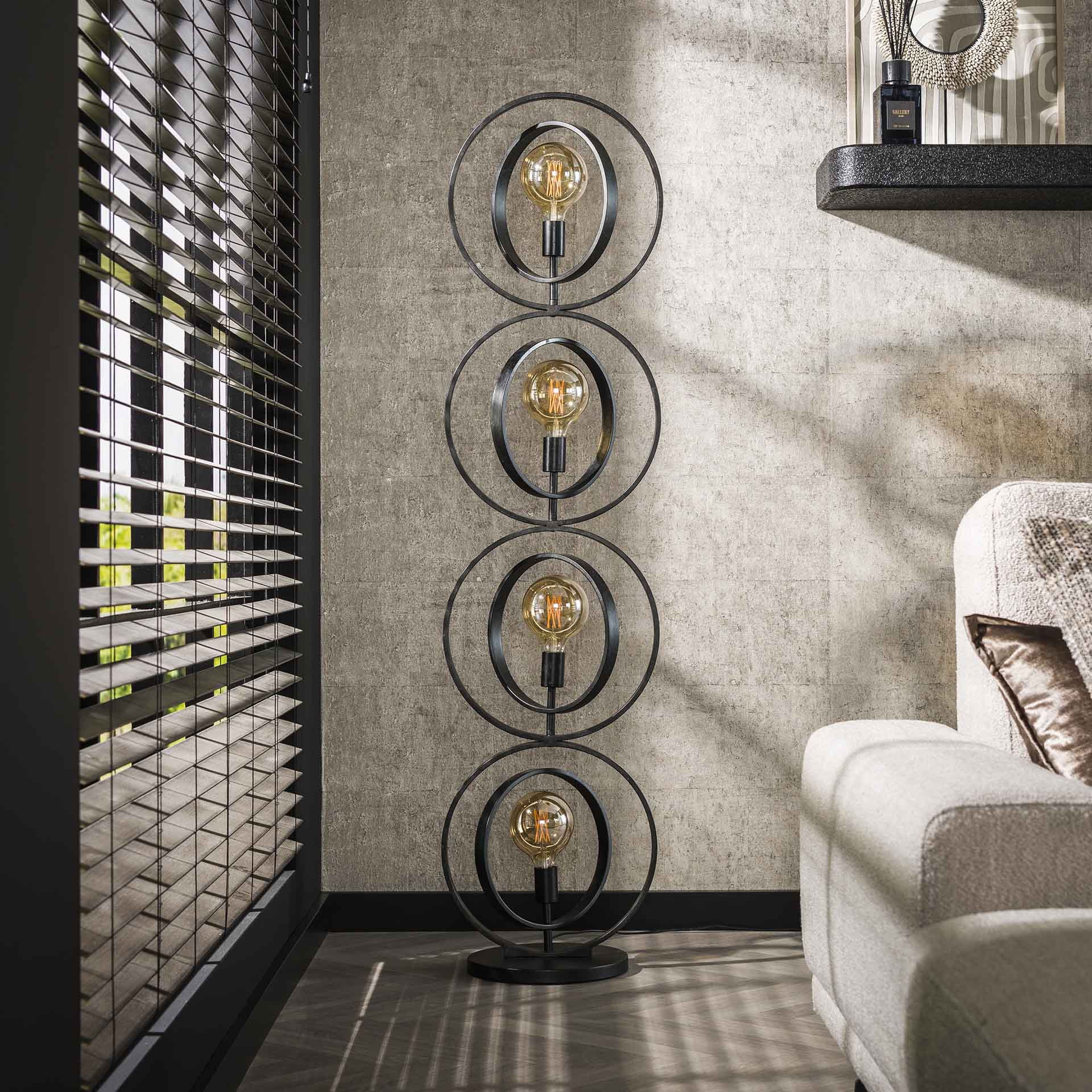 LifestyleFurn Vloerlamp 'Tricia' 163cm hoog, kleur Charcoal